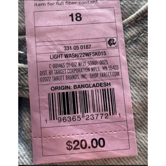 Wild Fable Women's Mini Skirt Low-Rise Denim Light Wash Size 18 - Picture 5 of 5